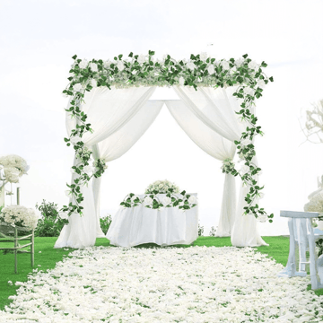 Tied Ribbons White Rose Artificial Flower Garland