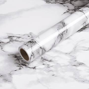 Vinyl Marble Adhesive Wallpaper (White & Black) - Tekcool