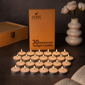 Tea Light Candles (Unscented, White) by Auradecor