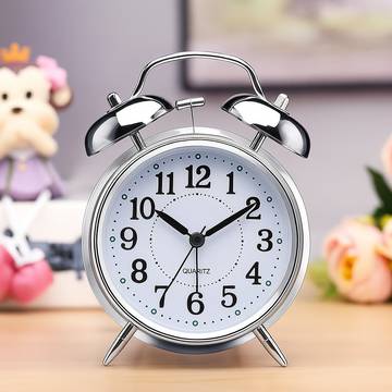Bonzila Vintage Twin Bell Alarm Table Clock (Silver)