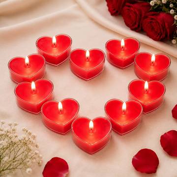Heart Shape Tea Light Candles (Rose, Red) by Auradecor