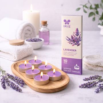 Fragrance Tealight Candles (Lavender, Purple) by IRIS
