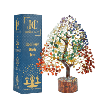 Hindcraft 7 Chakra Crystal Tree Showpiece (10"- 12", Multicolour)