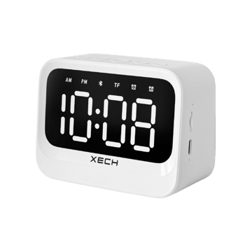 Xech Digital Table Clock with Speaker (White)