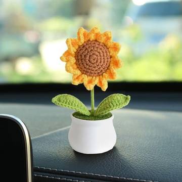 Satyam Kraft Handmade Crochet Sunflower in Pot