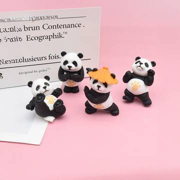 Satyam Kraft Panda Miniature Figurines (1.2" x 1.7", Black)