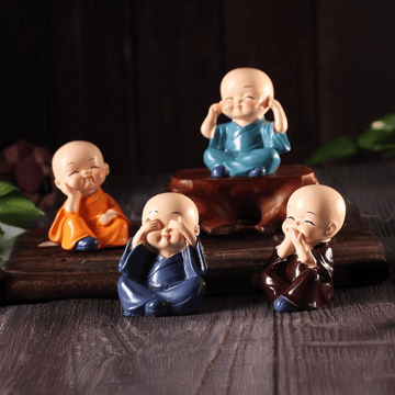 Satyam Kraft Monk Buddha Miniature Figurines (2", Multicolour)