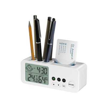 eo - Everyday Organisers Decision Making Alarm Clock with Pen Stand (White)