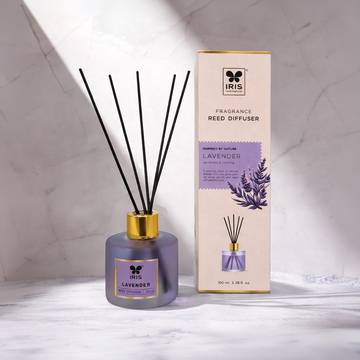 IRIS Frosted Glass Reed Diffuser Set (Lavender)
