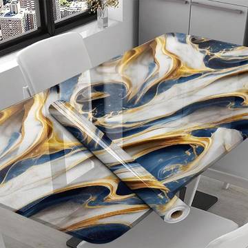 Marble Waterproof Adhesive Wallpaper (Blue & Gold) - Tekcool