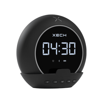 Xech Digital Table Clock With Bluetooth Speaker (Black)