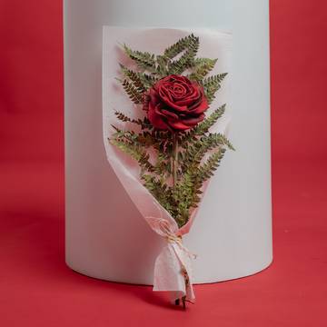 Rooted Single Red Rose Dried Flowers Bouquet