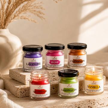 Mini Scented Jar Candle (Multicolour) Set by Auradecor