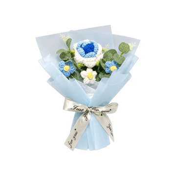 Gift Aura Peony Rose Crochet Flower Bouquet