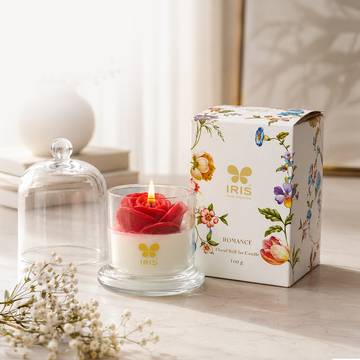 Floral Bell Jar Glass Scented Candle (Romance, White) by IRIS