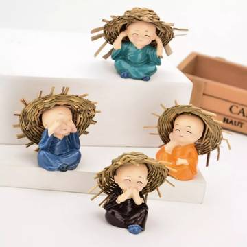 eCraftIndia Monks with Hat Figurines for Home and Car