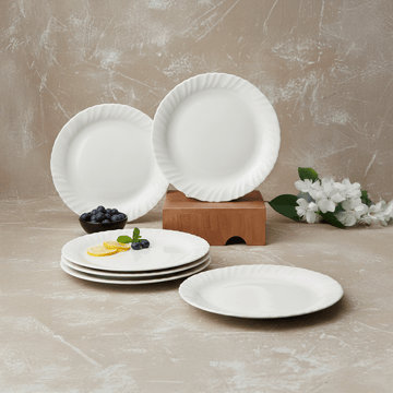 Larah by Borosil Opalware 10" Plain Plate Set (White)