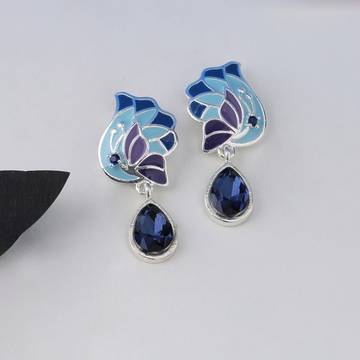 Voylla Butterfly Dew Drop Earrings (Blue)