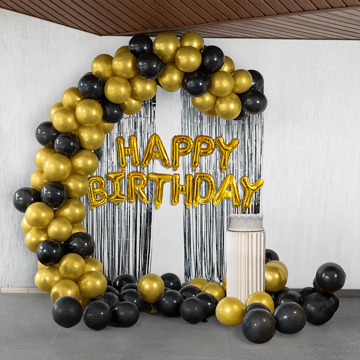 Birthday Decoration Kit (Black & Gold) by Party Propz