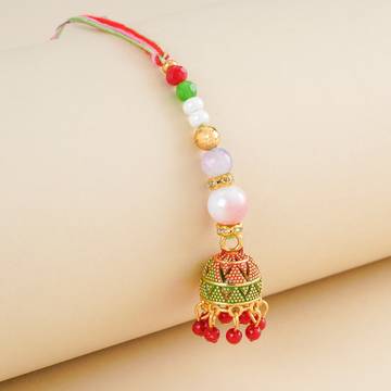 Beaded Jhumka Bhabhi Lumba Rakhi by Avyaan Rakhi