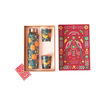 Chumbak Marigold Thermal Bottle with Tumblers