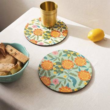 Chumbak Marigold Trivet Set (Wood)