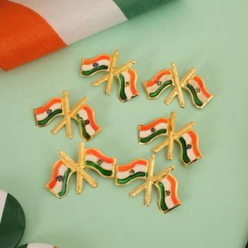 Cross Indian Flag Metal Brooch (Multicolor) - JARS Collections