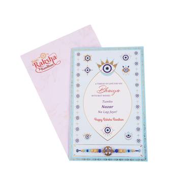 Evil-Eye Beaded Rakhi with Greeting Card by Shree Rakhi
