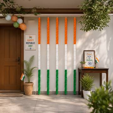 Indian Tricolor Hanging Garland (Saffron, White & Green) - Party Propz