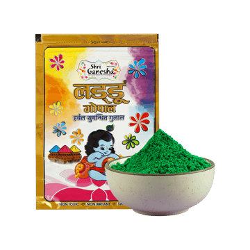 Laddu-Gopal Herbal Holi Gulal (Green) by Shri Ganesha