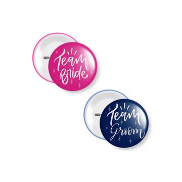 Party Propz Team Groom & Bride Badge (Multicolour)