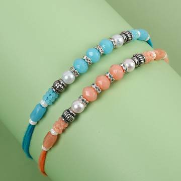 Pastel Beaded Rakhi Set by Shree Rakhi