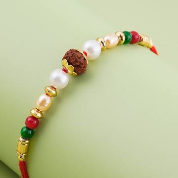 Single Rudraksha Beaded Rakhi by Shree Rakhi