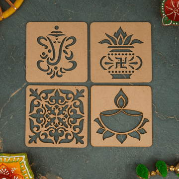 Traditional Indian Rangoli Stencil Set (Beige) - DiaCraft