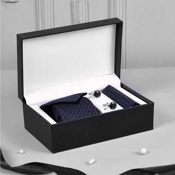 Voylla Tie, Cufflinks & Pocket Square Accessory Gift Set (Blue)