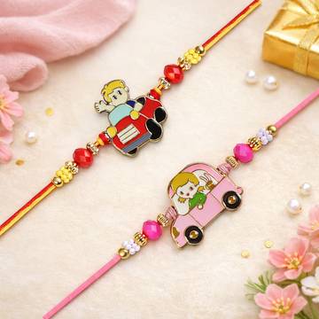 Meenakari Kids Rakhi Set with Roli Chawal by Riddhika Ventures