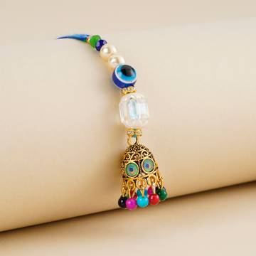Evil Eye Beaded Bhabhi Lumba Rakhi by Avyaan Rakhi
