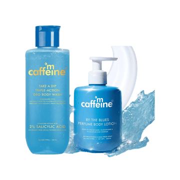 MCaffeine Take A Dip Triple-Action Deo Body Wash +  By the Blues Perfume Body Lotion Combo