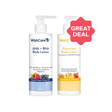Wishcare AHA + BHA Body Lotion +  Sunscreen (SPF 50 PA+++) Combo