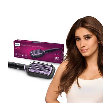 Philips BHH880/10 Hair Brush Straightener (With Keratin-Infused Bristles, Black) (Black, 50 W)