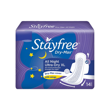 Stayfree Dry Max All Night Sanitary Pads (Extra Large Wings)