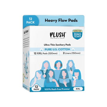 Plush Rash Free Sanitary Pads XXL with 2 Liners
