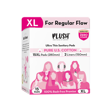 Plush Rash Free Sanitary Pads (15XL and 2 Free Liners)