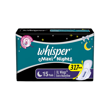 Whisper Maxi Night Sanitary Pads (Extra Large Wings - 15 units)