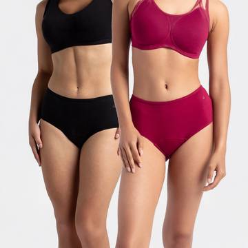 Jockey Women's Period Panty (Black & Beet Red)