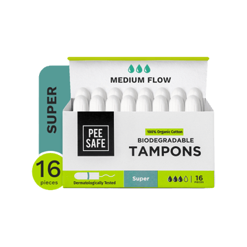 Pee Safe 100% Organic Cotton Tampons (Medium Flow - Super)