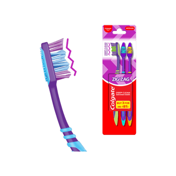 Colgate Zig Zag Deep Clean Toothbrush Medium) (Removes Bacteria Between The Teeth