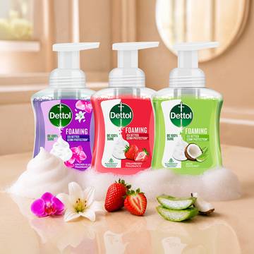 Dettol Orchid & Lily Fragrance Foaming Hand Wash +  Strawberry Fragrance Foaming Handwash (250 ml) +  Aloe Coconut Foaming Handwash 250 ml Combo