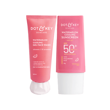 Dot & Key Watermelon Cooling Sunscreen (SPF 50+) +  Watermelon Super Glow Face Wash Vitamin C & Cucumber Combo