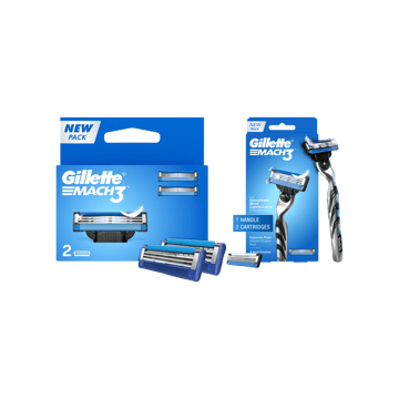 Gillette Mach 3 Men's Razor Cartridge +  Mach 3 Men's Razor - with 1 extra Cartridges Combo